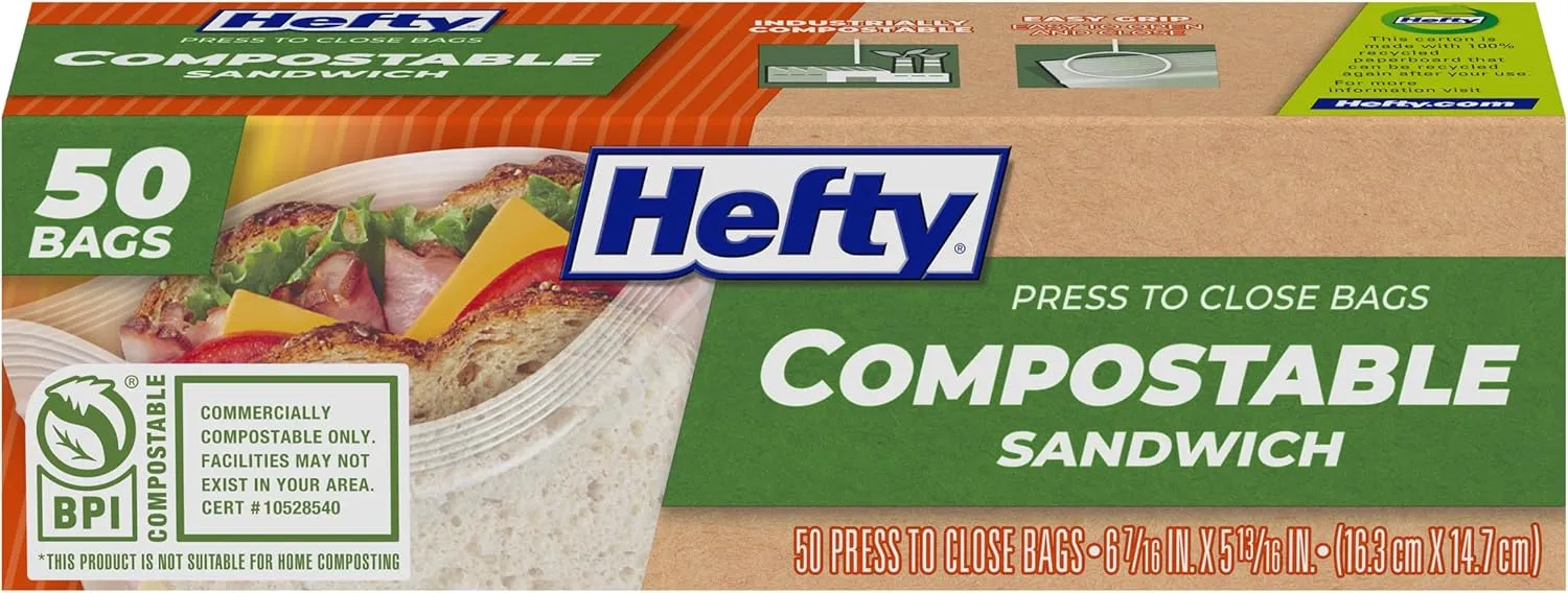 Hefty® Compostable Press-To-Close​ Sandwich 50 Count