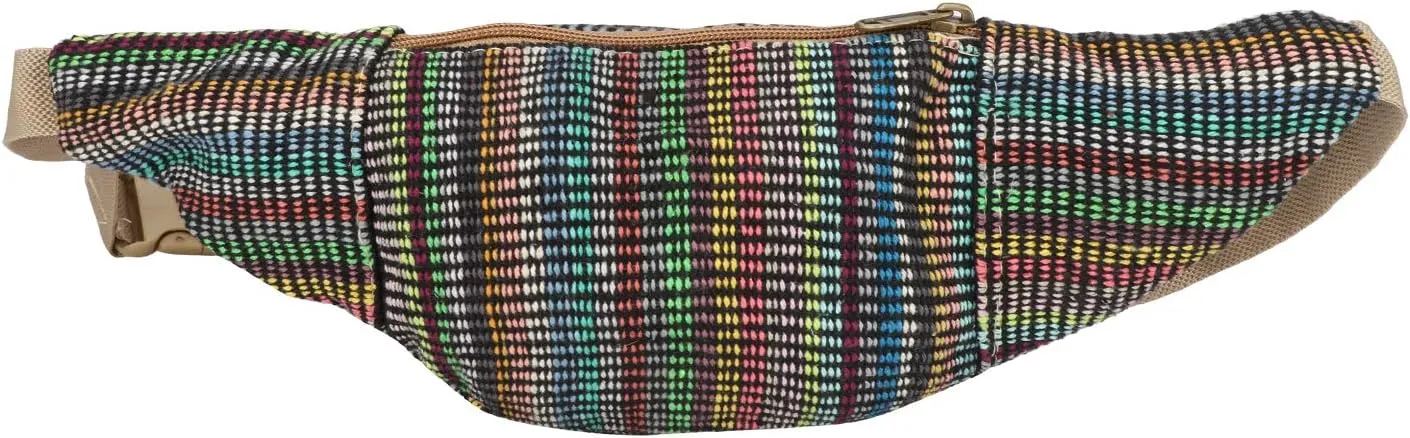 Hemp Fanny Pack,Adjustable Waist and Multiple Pockets,Waist Bag & for all purpose (Multi- Black)