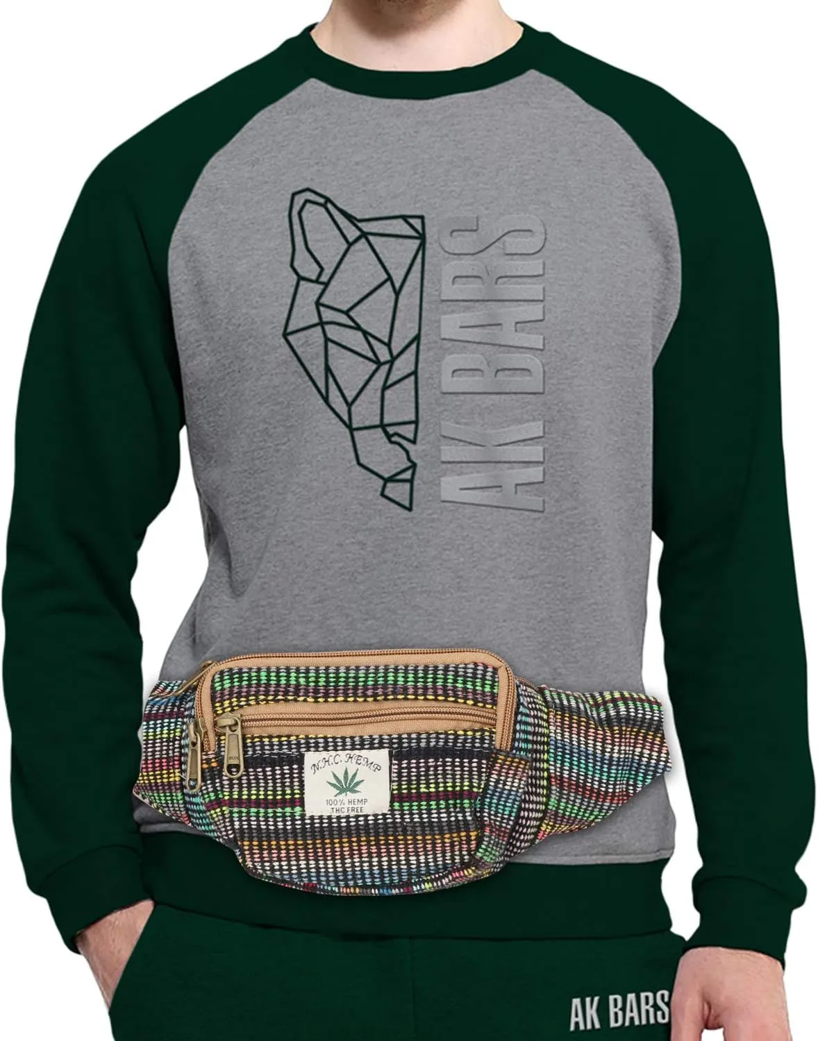 Hemp Fanny Pack,Adjustable Waist and Multiple Pockets,Waist Bag & for all purpose (Multi- Black)
