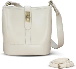 HESHE Leather Purses Crossbody Bags for Women Designer Ladies Shoulder Purse Satchel Handbags Small Bucket Bag