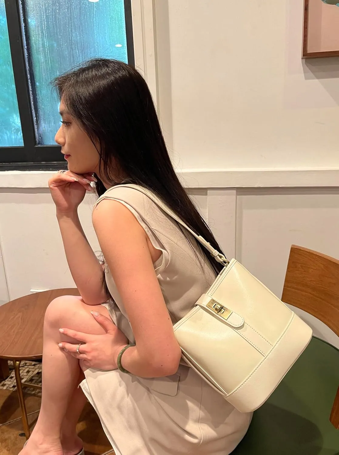HESHE Leather Purses Crossbody Bags for Women Designer Ladies Shoulder Purse Satchel Handbags Small Bucket Bag