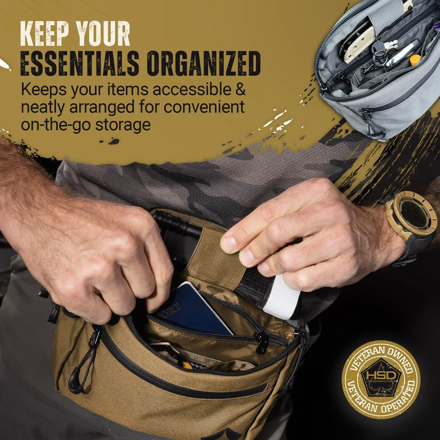 HighSpeedDaddy Concealed Carry Fanny Pack - 500D Water-Resistant Nylon, Quick Access CCW Pocket, YKK AquaGuard Zippers, EDC Bag with Adjustable Waist (upto 49"), Everyday Carry for Men & Women - Brown