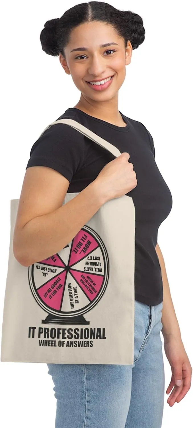Hilarious It Professional Wheel Of Answers Funny Sayings Humorous Geek Computer Software Expert Technician Canvas Tote Bag