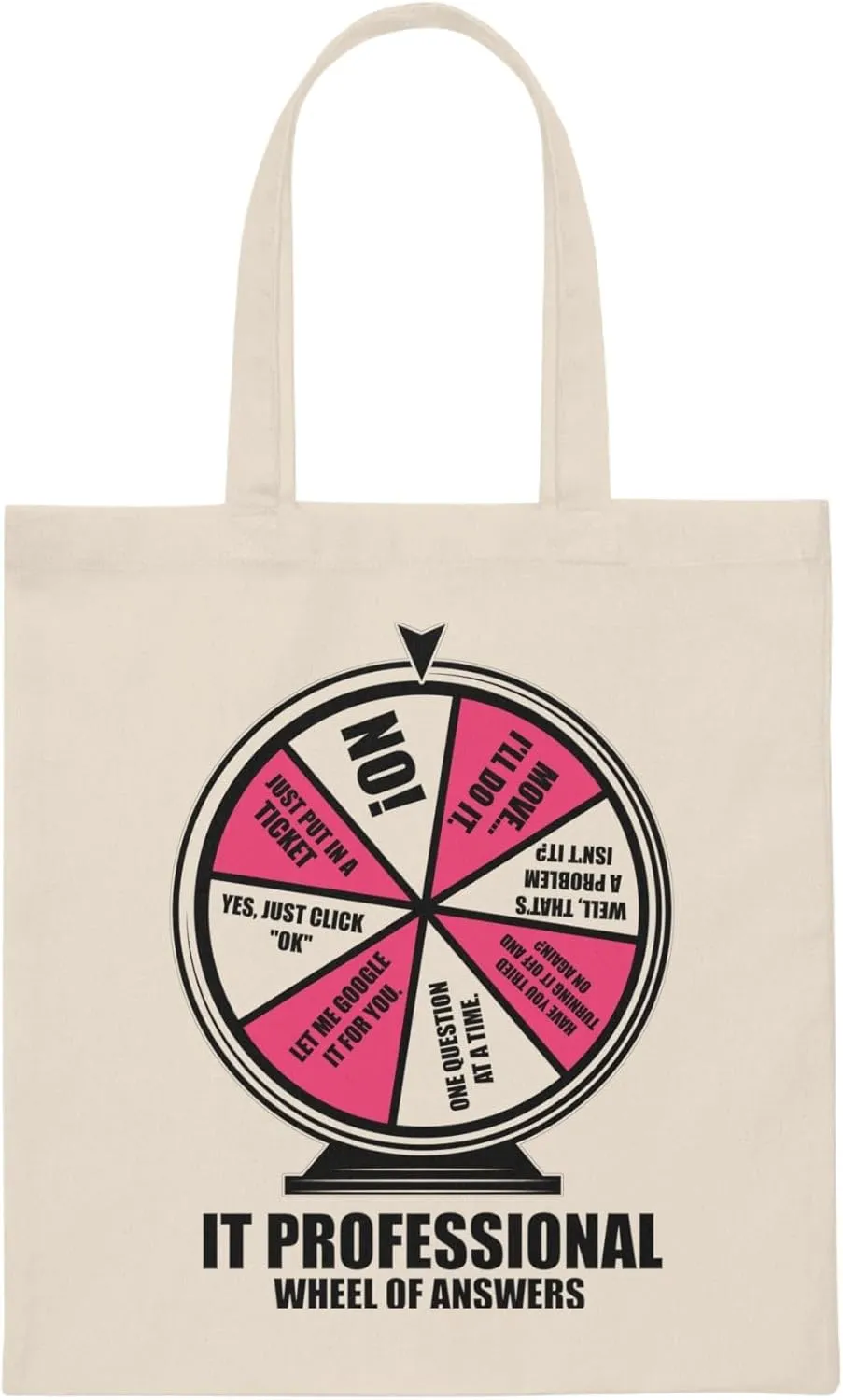 Hilarious It Professional Wheel Of Answers Funny Sayings Humorous Geek Computer Software Expert Technician Canvas Tote Bag