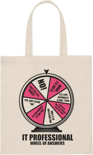 Hilarious It Professional Wheel Of Answers Funny Sayings Humorous Geek Computer Software Expert Technician Canvas Tote Bag