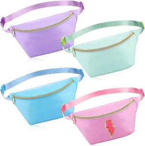 Hillban 4 Pcs Fanny Packs Adjustable Nylon Preppy Waist Packs Bag Water Resistant Classic Fanny Packs for Travel Women Men
