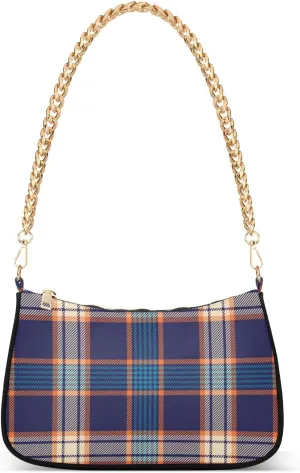 Houndstooth Shoulder Bag for Women Fabric Crescent Handbag with Zipper Chain Clutch Purses