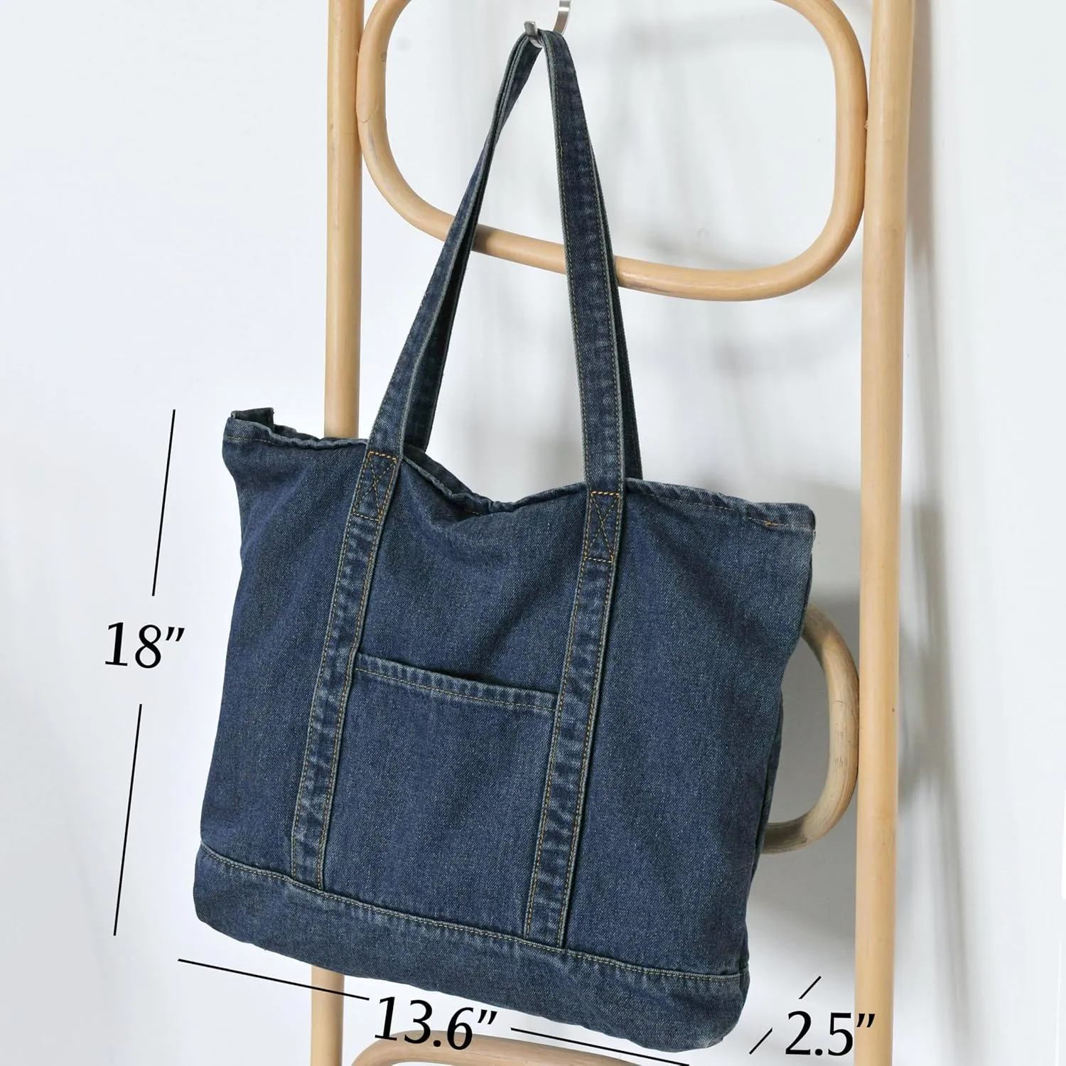 HOXIS Light Weight Soft Denim Tote Unisex Shopper Shoulder Handbag