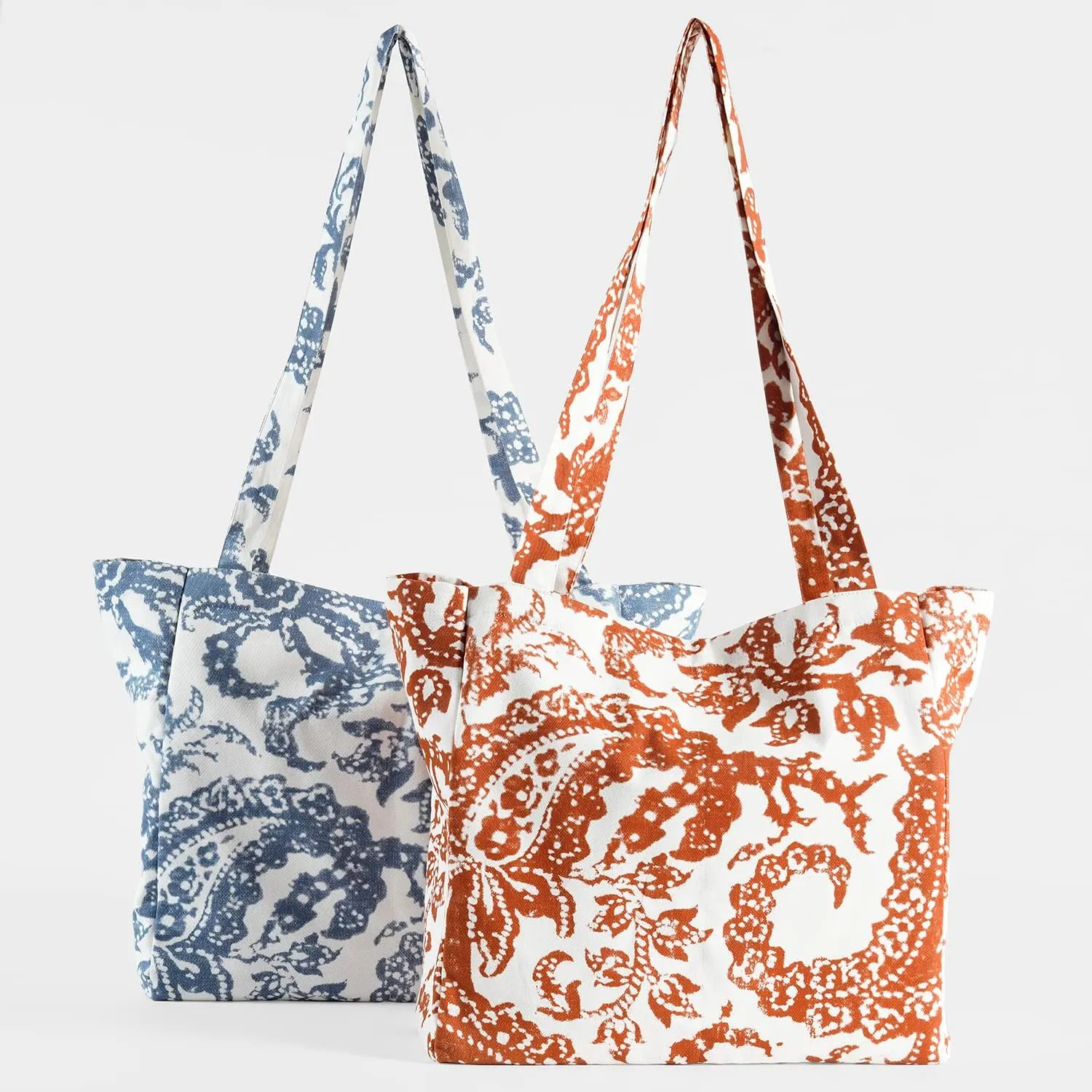 HPD Half Price Drapes Reusable Grocery Shopping Bags, 2 Pack 100% CottonTwill Tote Bags