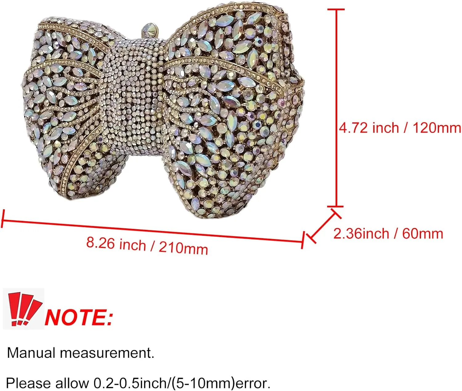 HUANG ZHUANG Bowknot Luxury Crystal Clutch Women Glitter Rhinestone Evening Bag for Party Wedding