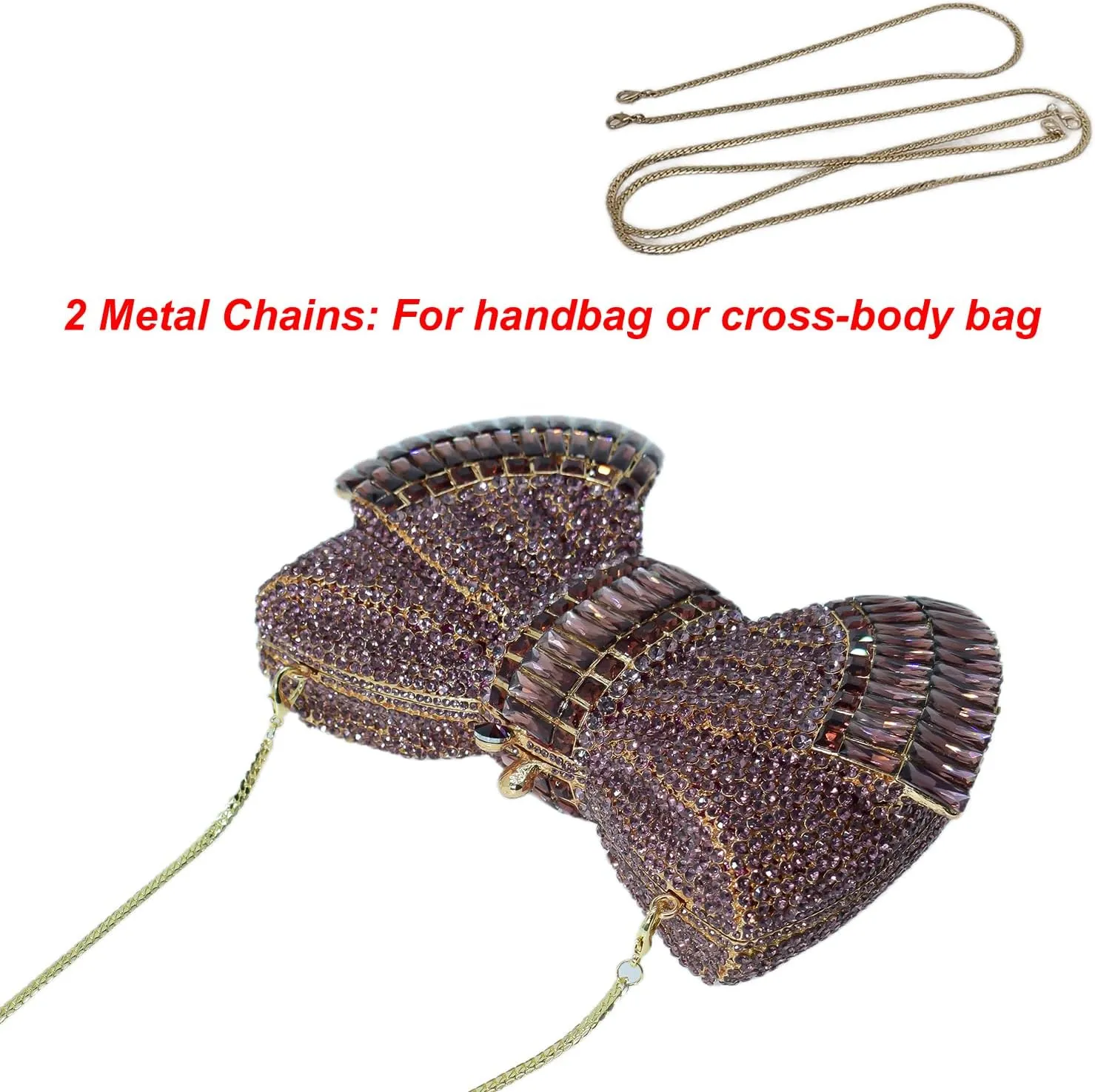 HUANG ZHUANG Bowknot Luxury Crystal Clutch Women Glitter Rhinestone Evening Bag for Party Wedding