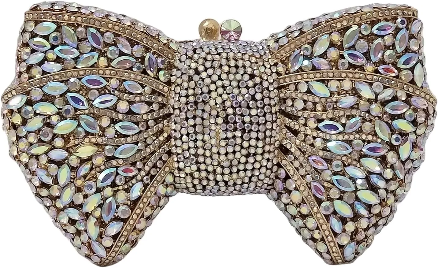 HUANG ZHUANG Bowknot Luxury Crystal Clutch Women Glitter Rhinestone Evening Bag for Party Wedding