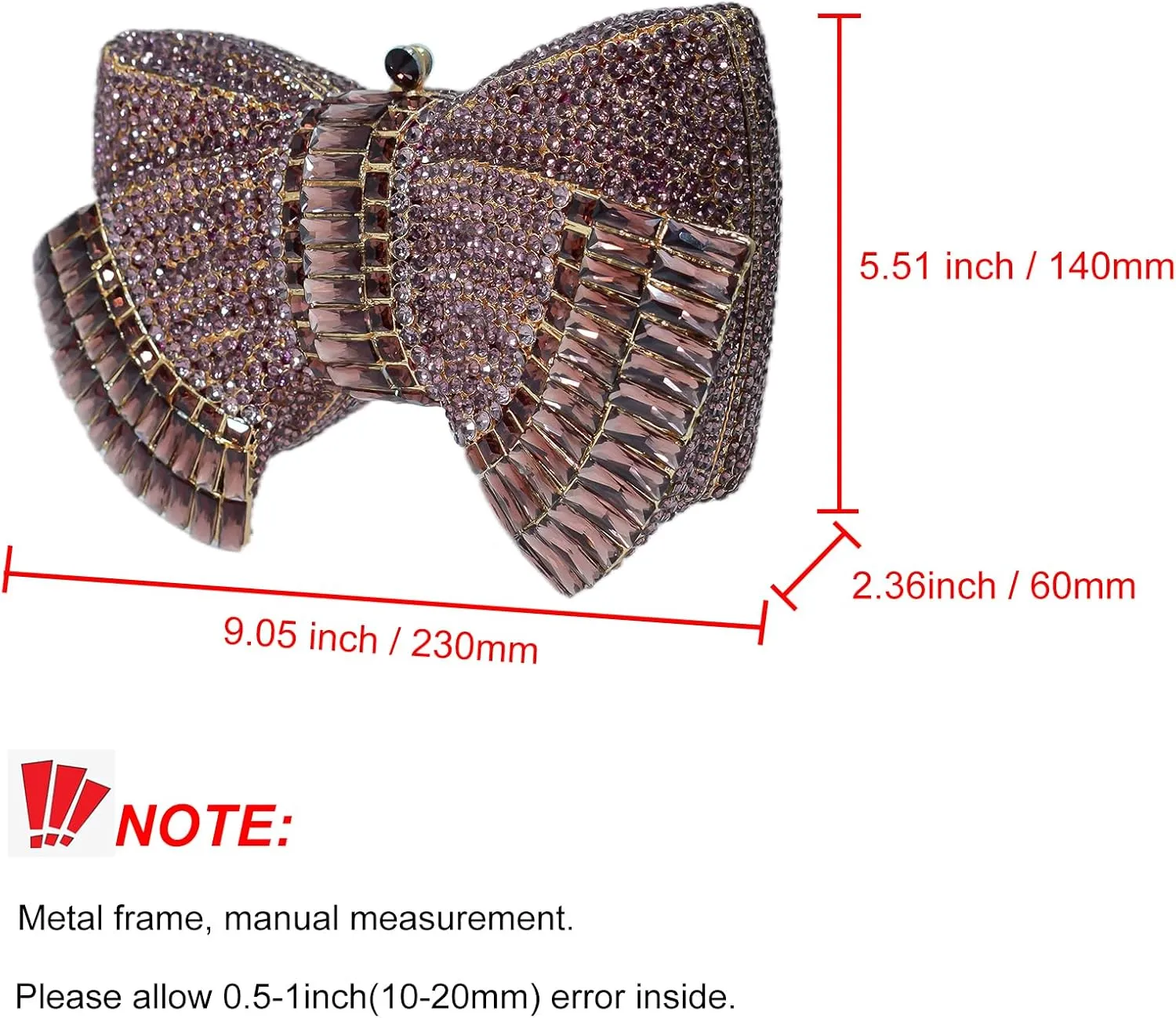 HUANG ZHUANG Bowknot Luxury Crystal Clutch Women Glitter Rhinestone Evening Bag for Party Wedding