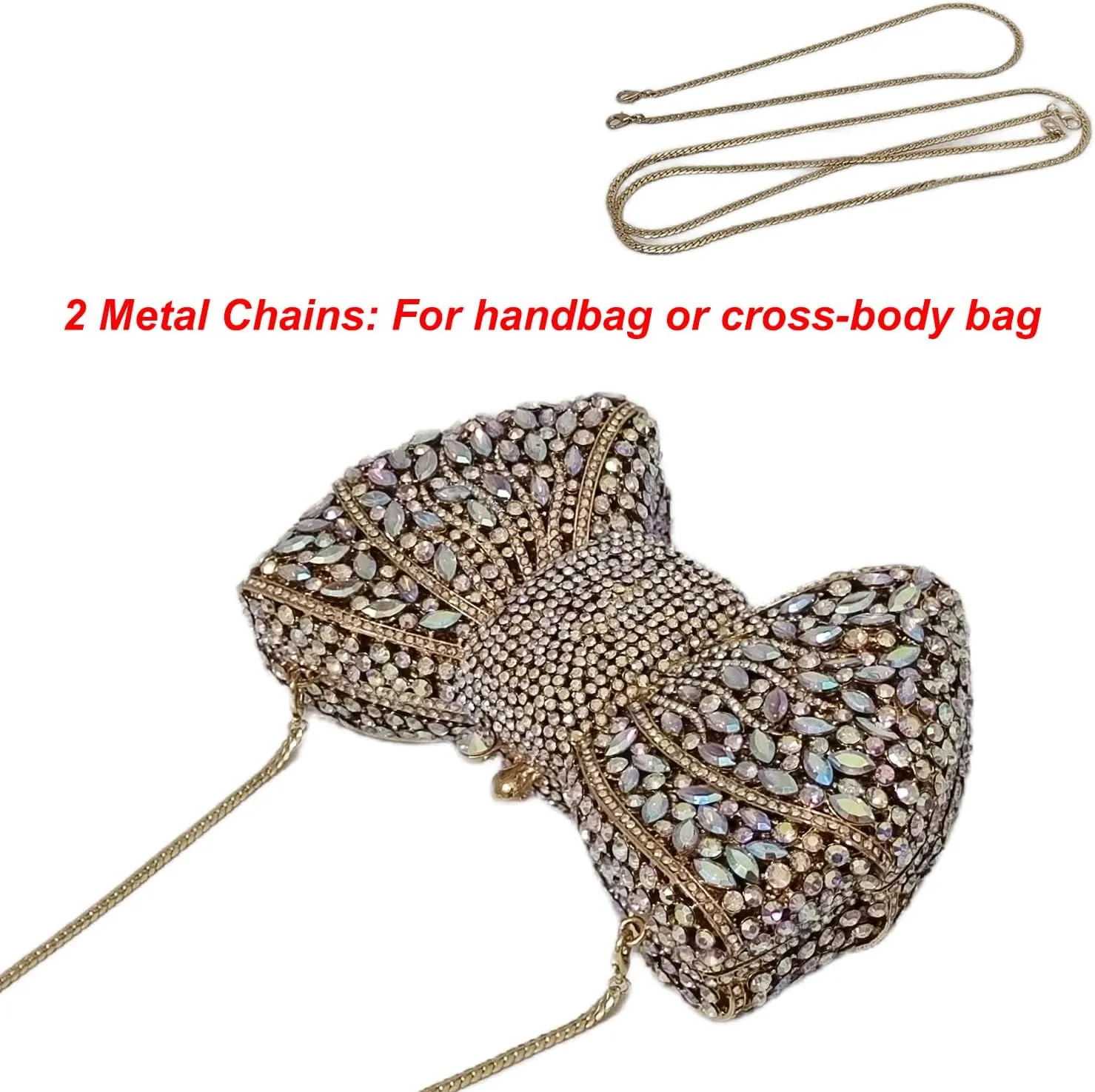 HUANG ZHUANG Bowknot Luxury Crystal Clutch Women Glitter Rhinestone Evening Bag for Party Wedding