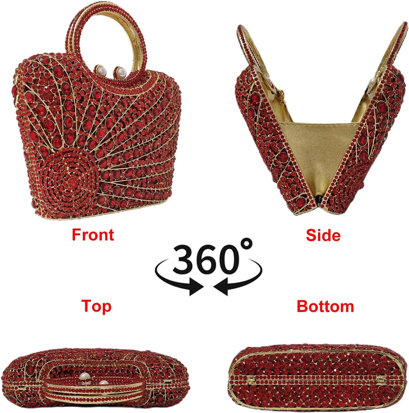 HUANG ZHUANG Elegant Crystal Basket Clutch Women Rhinestone Evening Bag Wedding Formal Party Banquet Purses Handbag