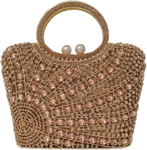 HUANG ZHUANG Elegant Crystal Basket Clutch Women Rhinestone Evening Bag Wedding Formal Party Banquet Purses Handbag