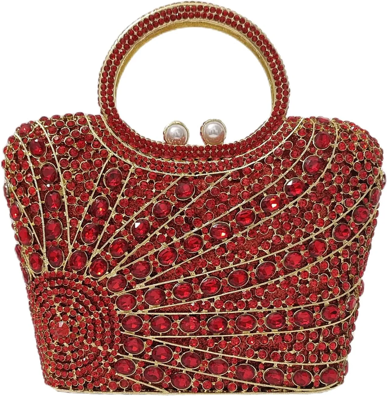 HUANG ZHUANG Elegant Crystal Basket Clutch Women Rhinestone Evening Bag Wedding Formal Party Banquet Purses Handbag