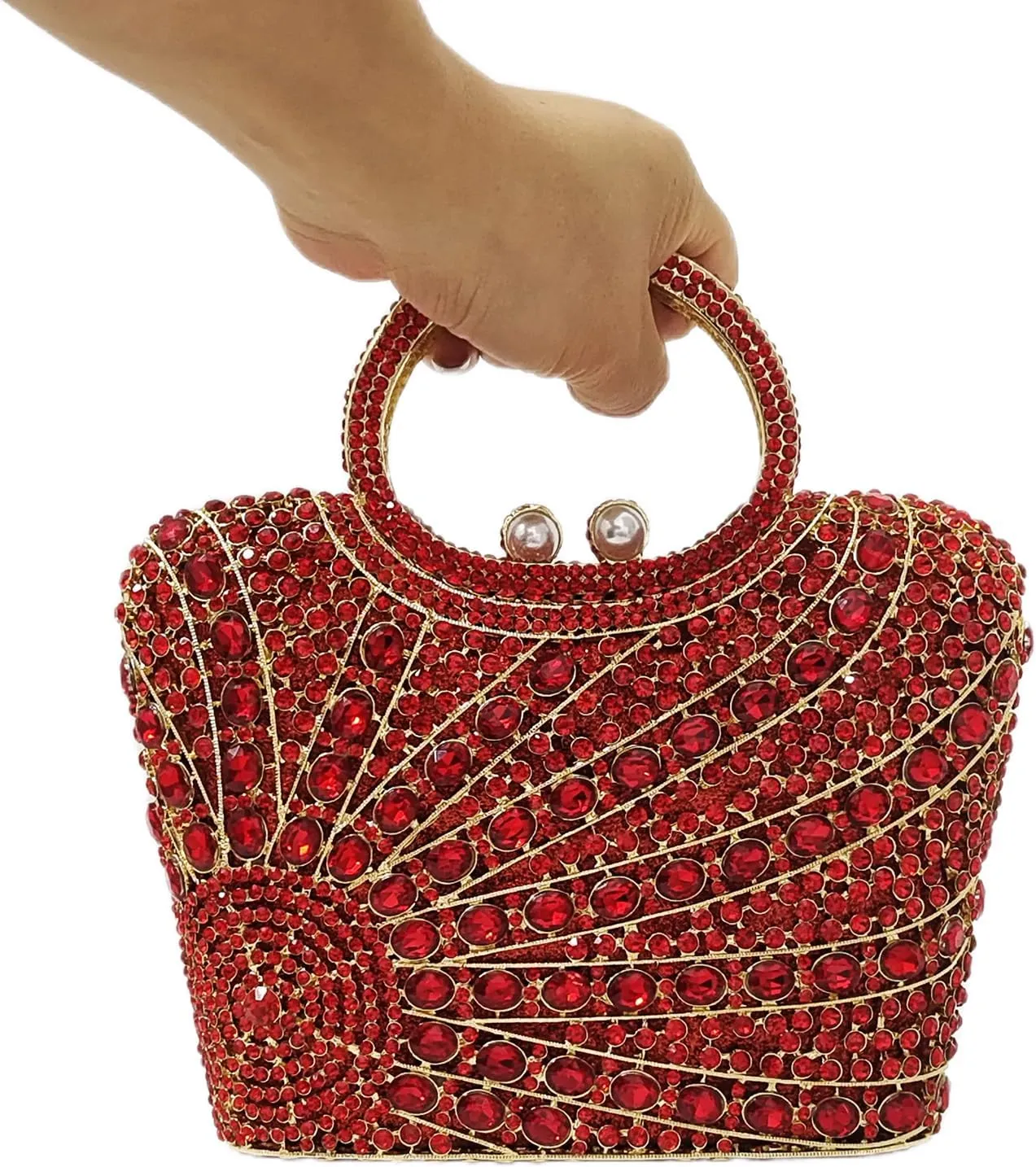 HUANG ZHUANG Elegant Crystal Basket Clutch Women Rhinestone Evening Bag Wedding Formal Party Banquet Purses Handbag