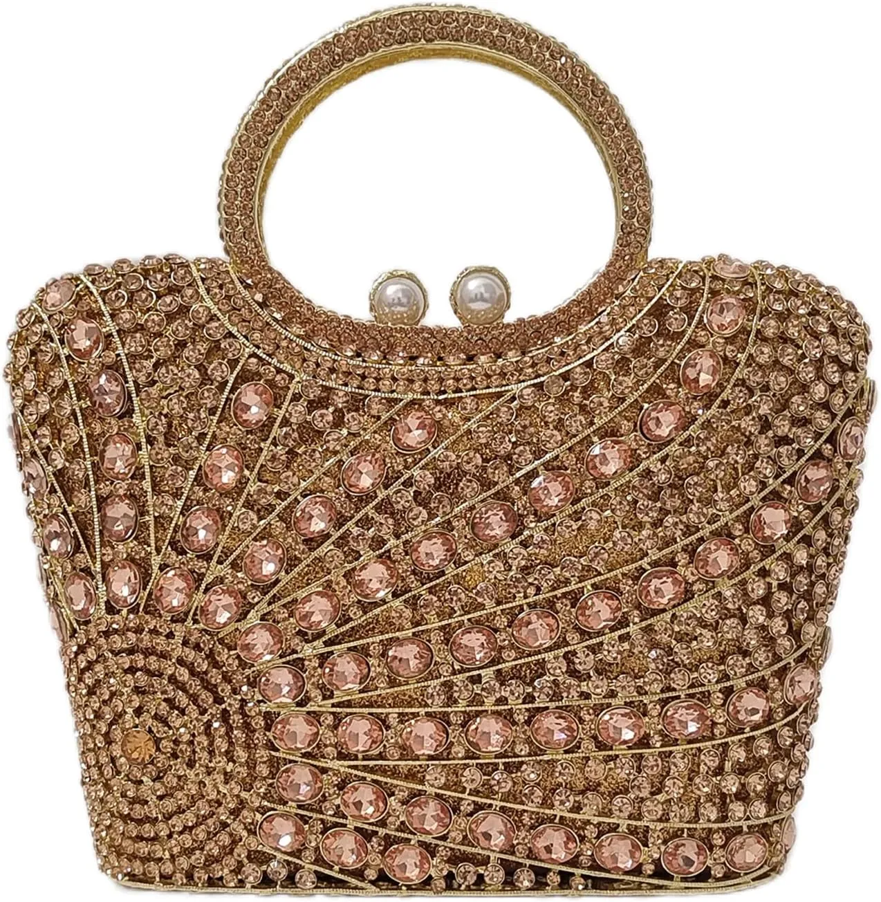 HUANG ZHUANG Elegant Crystal Basket Clutch Women Rhinestone Evening Bag Wedding Formal Party Banquet Purses Handbag