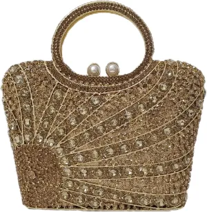 HUANG ZHUANG Elegant Crystal Basket Clutch Women Rhinestone Evening Bag Wedding Formal Party Banquet Purses Handbag