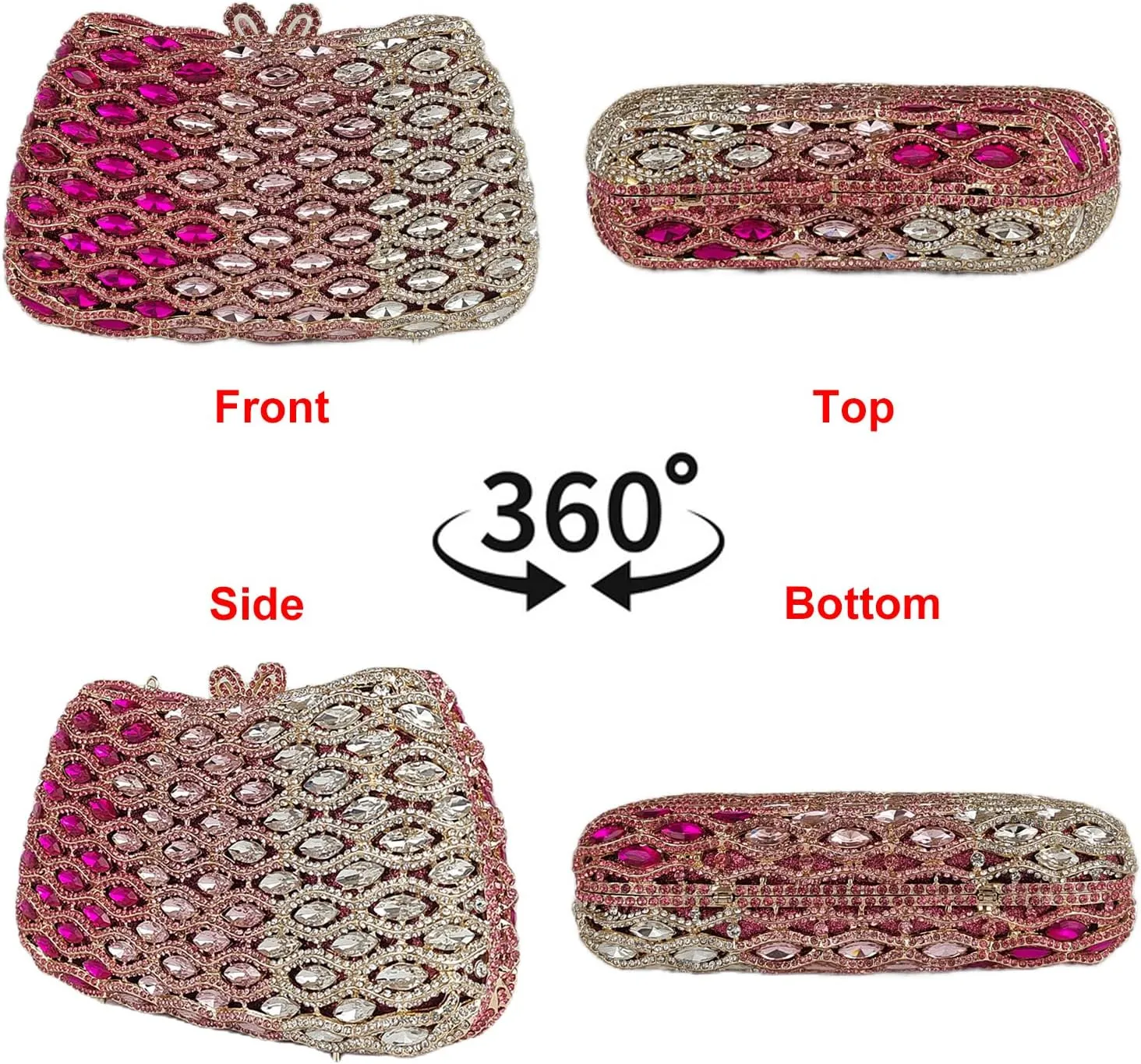 HUANG ZHUANG Luxury Crystal Clutch Women Multicolor Glitter Rhinestone Evening Bag for Party Wedding