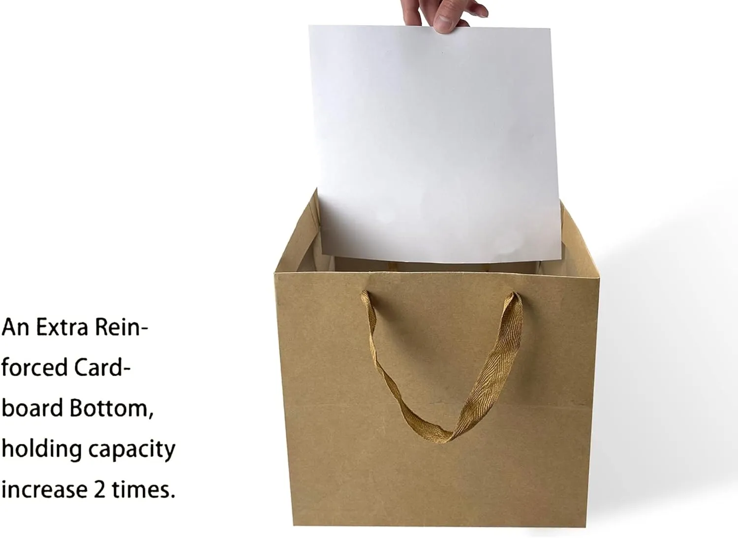 HUAPRINT Brown Paper Bags with Handles,Gift Bags Bulk 12 Pack,10x10x10inch Large Square Size,Paper Shopping Bags, Kraft, Party, Favor, Birthday,Goody, Take-Out, Merchandise, Retail Bags
