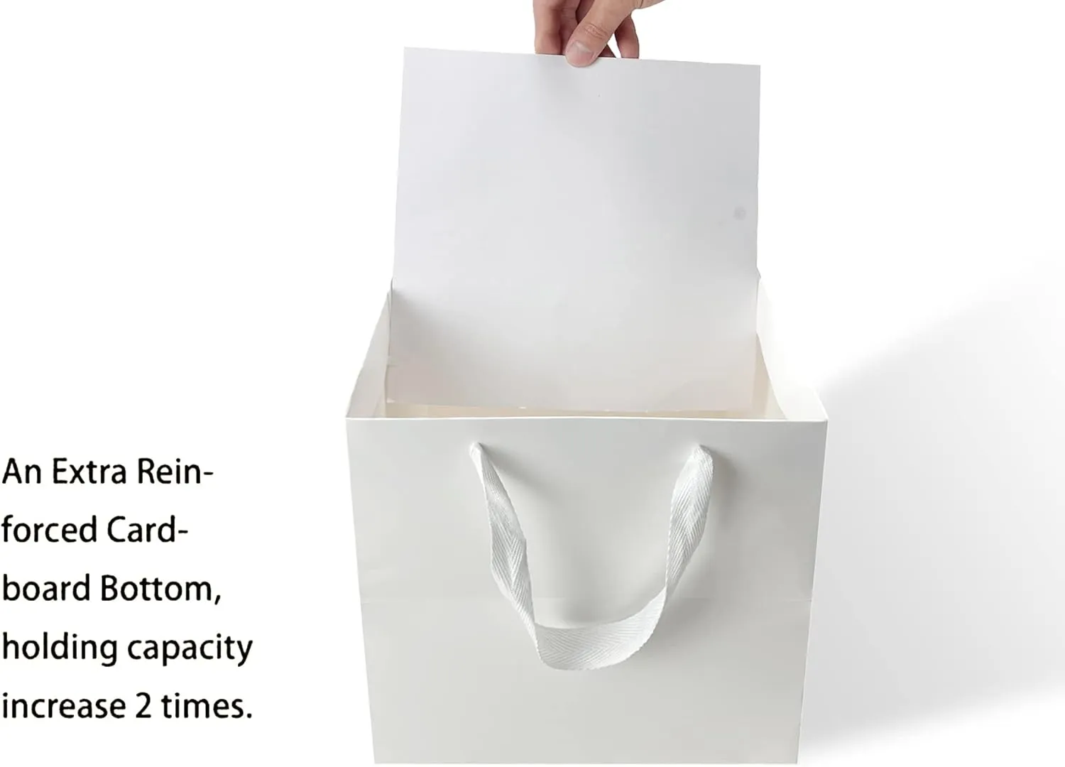 HUAPRINT Large White Paper Gift Bags with Handles, 12 Pack, 12x12x12inch, Square Wedding, Party, Birthday, Goodie, Craft, Candy, Cookie, Take Out Bags