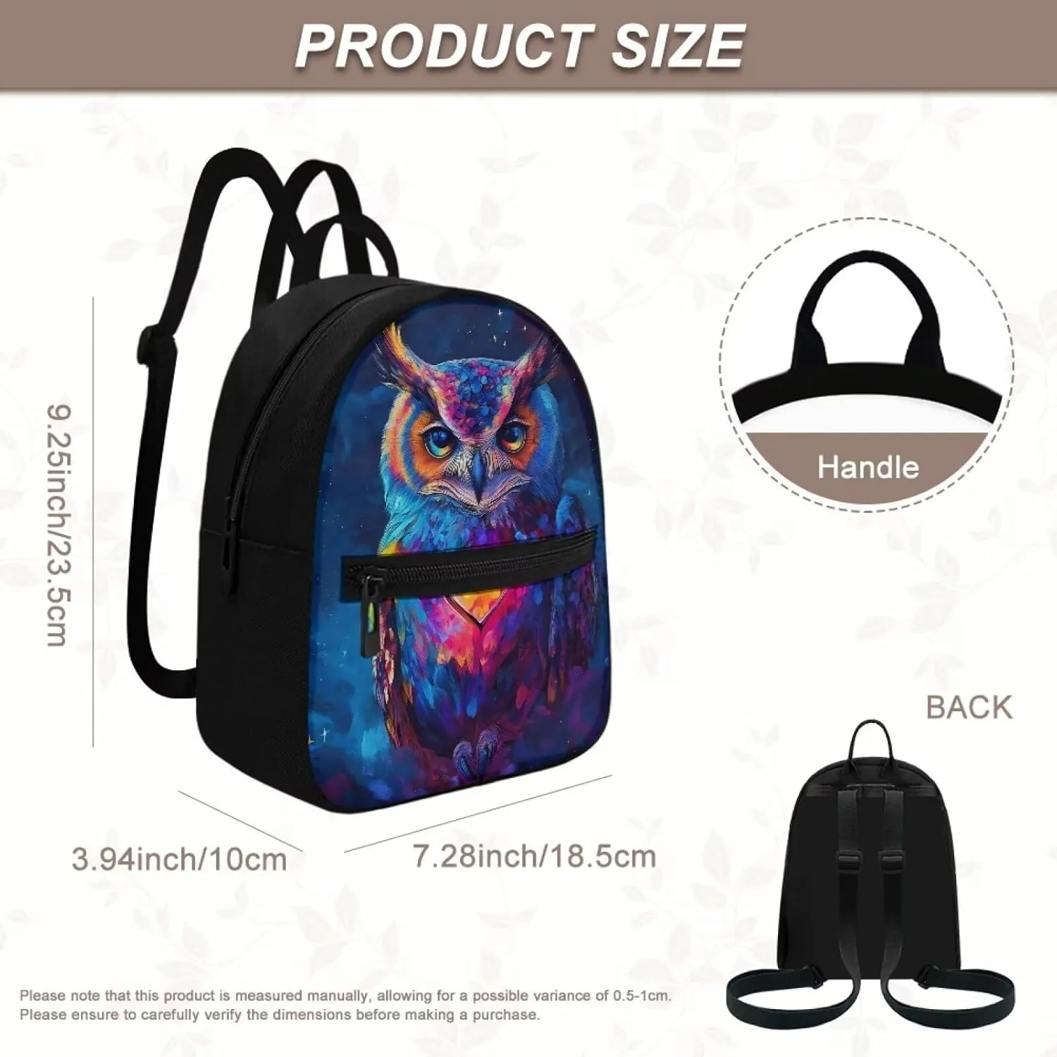 HUGS IDEA Blue Owl Backpacks for Women Mini Backpack Purse for Lady Travel Backpack with Adjustable Strap Fashion Travel Shoulder Bag Small Backpack Mini Purse Casual Rucksack