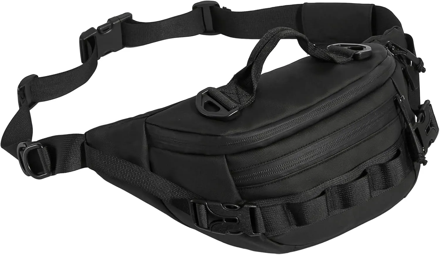 Huntvp Military Fanny Pack Tactical Waist Bag Pack Water-resistant Crossbody Belt Bag Pouch for Hiking Climbing Bumbag (Black)