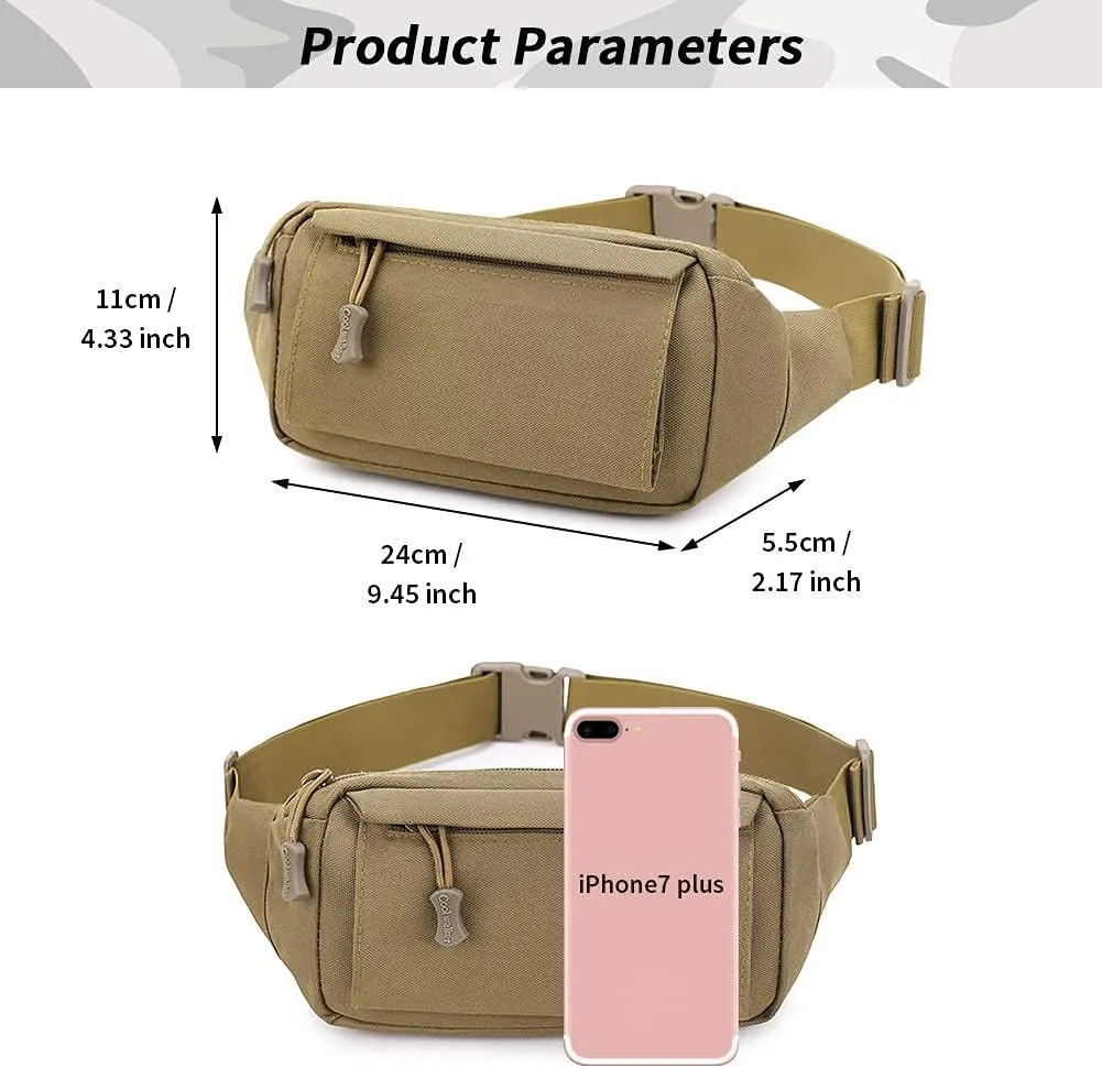 Huntvp Tactical Fanny Pack Small Military WR Nylon Waist Bag Money Belt Bumbag for Daily Use Travel Hiking Climbing Running