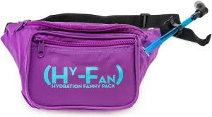 Hydration Fanny Pack with Bladder, 17oz BPA-Free, Hands-Free Design, Secure Pockets, Ideal for Athletic Outdoor Activities, Travel and More - Purple