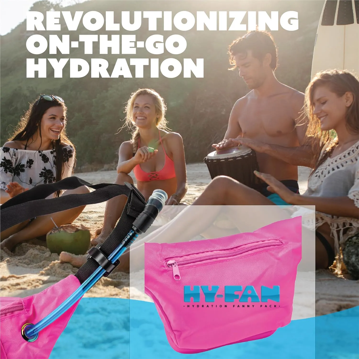 Hydration Fanny Pack with Bladder, 17oz BPA-Free, Hands-Free Design, Secure Pockets, Ideal for Athletic Outdoor Activities, Travel and More - Sky Blue