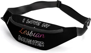 I Love My Lesbian Daughter Crossbody Fanny Pack Waist Packs Adjustable Shoulder Bags Sling Bag for Hiking Running Cycling