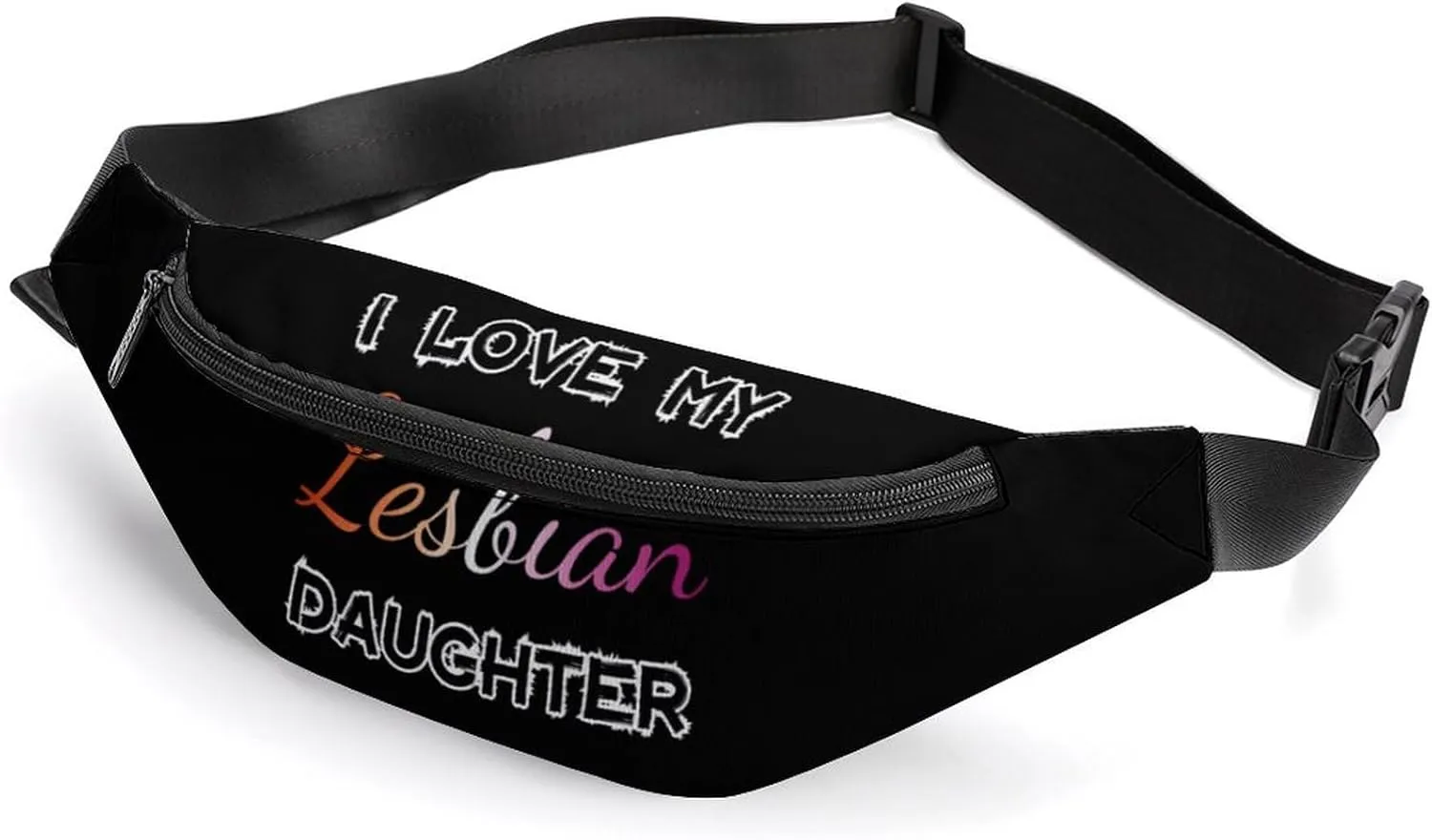 I Love My Lesbian Daughter Crossbody Fanny Pack Waist Packs Adjustable Shoulder Bags Sling Bag for Hiking Running Cycling