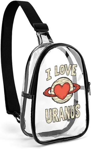 I Love Uranus Cute Crossbody Sling Bag Unisex Transparent Chest Bag Adjustable Strap Shoulder Bag