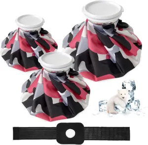 Ice Pack for Injuries Reusable, Ice Bag for Injuries Hot Water Bag for Hot & Cold Therapy, No-Leak Ice Bag with Elastic Breathable Support Wrap, 3 Sizes 6/9/11"