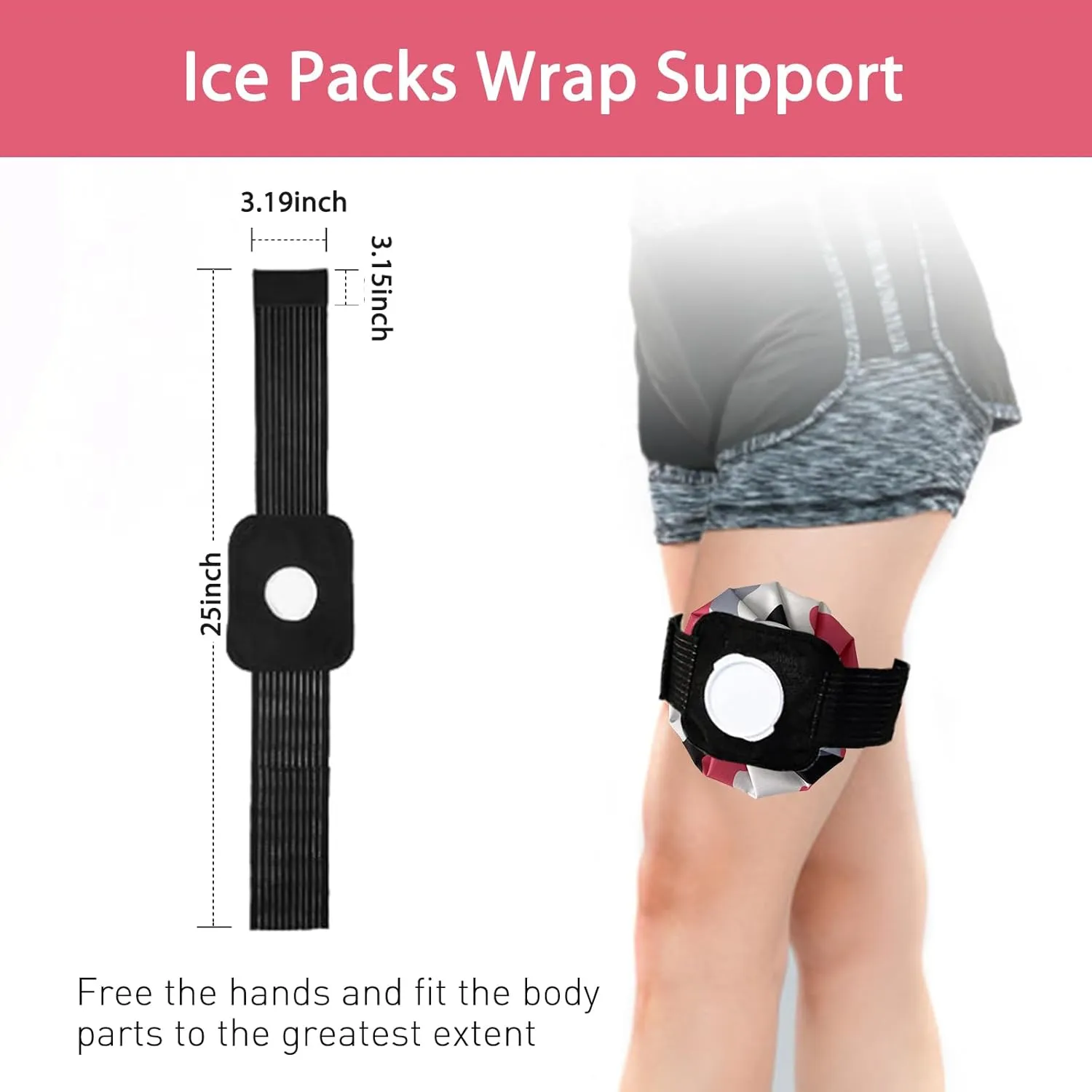 Ice Pack for Injuries Reusable, Ice Bag for Injuries Hot Water Bag for Hot & Cold Therapy, No-Leak Ice Bag with Elastic Breathable Support Wrap, 3 Sizes 6/9/11"
