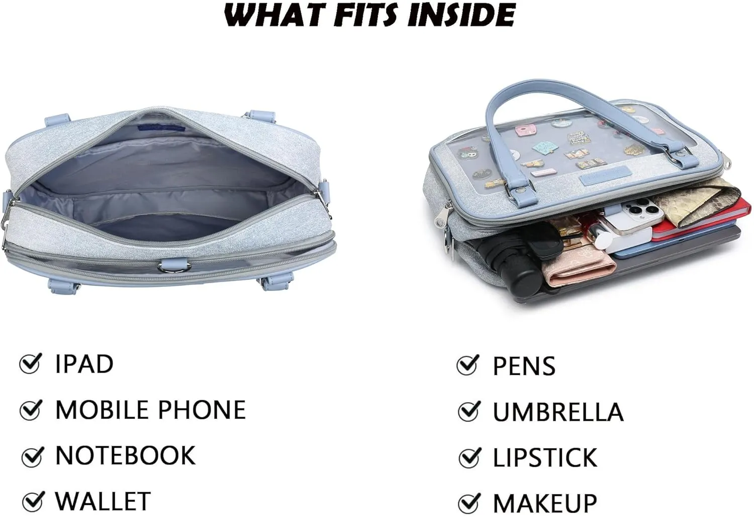 Imitation Denim PU Ita Bag Backpack Crossbody Bag Satchel Messenger Shoulder Bag for Pins Display
