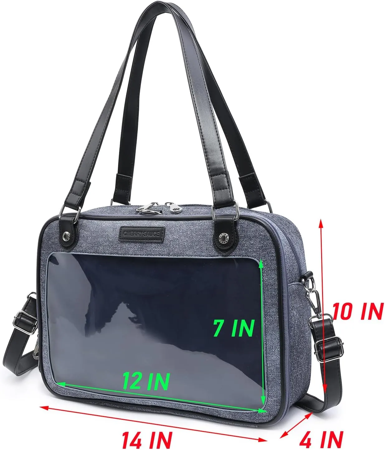 Imitation Denim PU Ita Bag Backpack Crossbody Bag Satchel Messenger Shoulder Bag for Pins Display