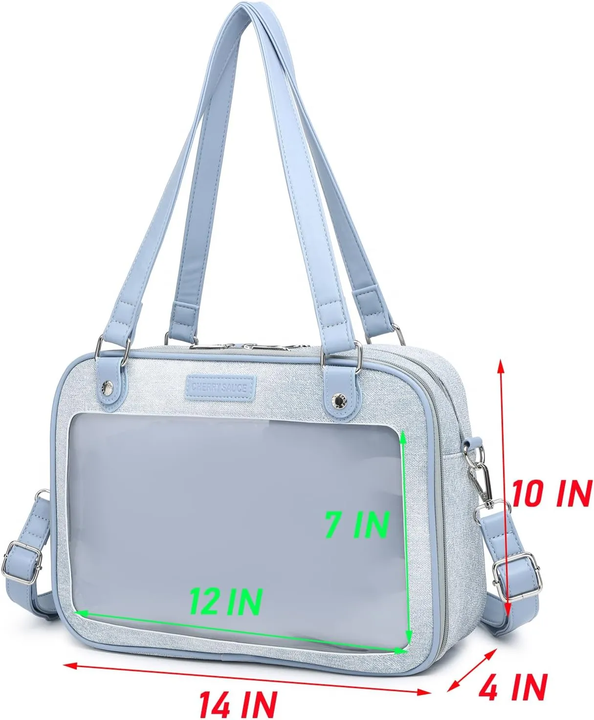 Imitation Denim PU Ita Bag Backpack Crossbody Bag Satchel Messenger Shoulder Bag for Pins Display