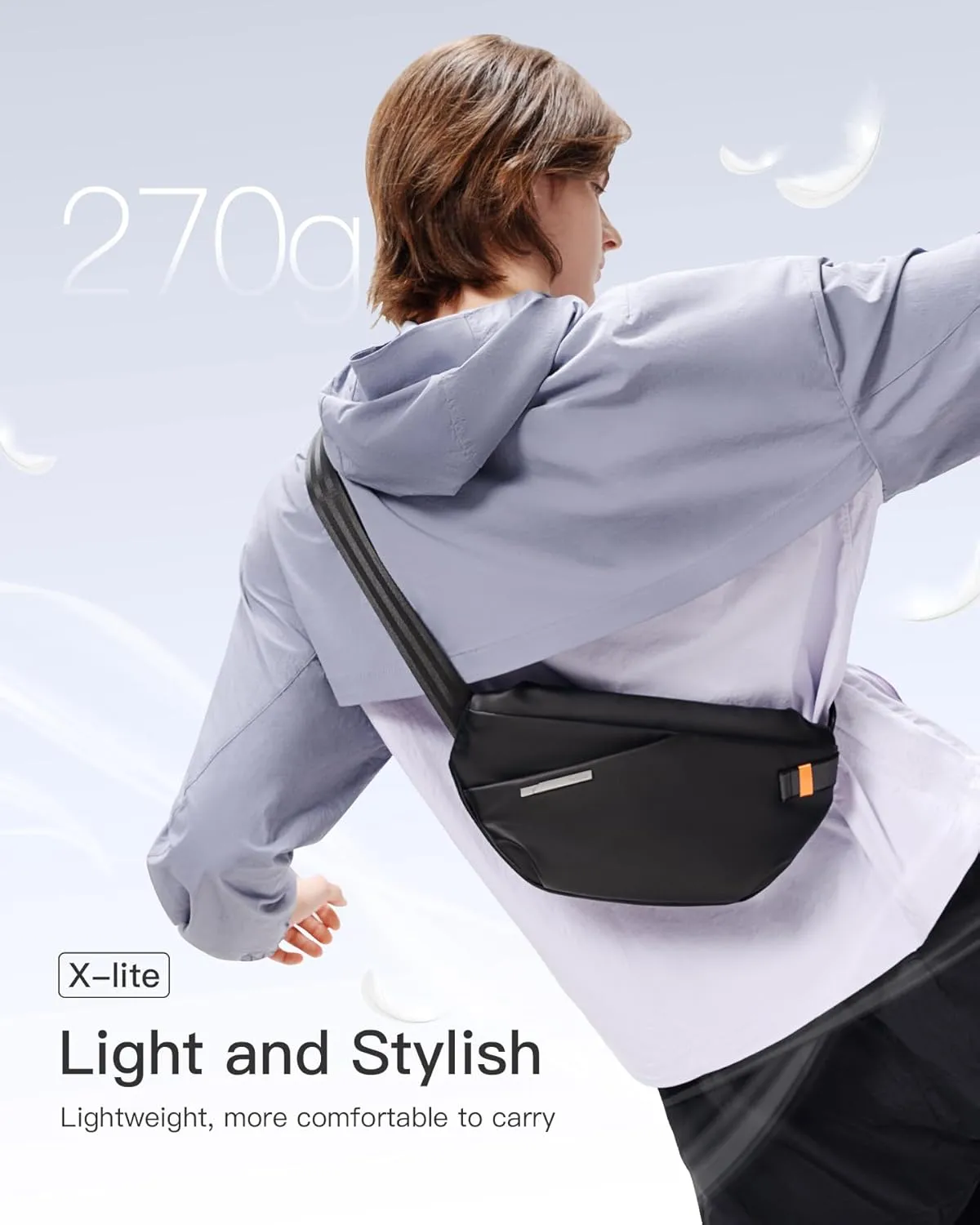 Inateck Sling Bag X-Lite, 4L Light Spacious Crossbody Shoulder Chest Bag with Quick-adjust Strap, Water-resistant Waist Fanny Pack for Men, Women, Travel, Cycling, Hiking, Work, Sports