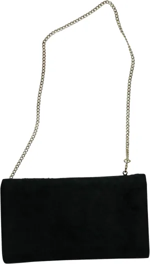 INC Womens Velvet Clasp Clutch Handbag Black Small
