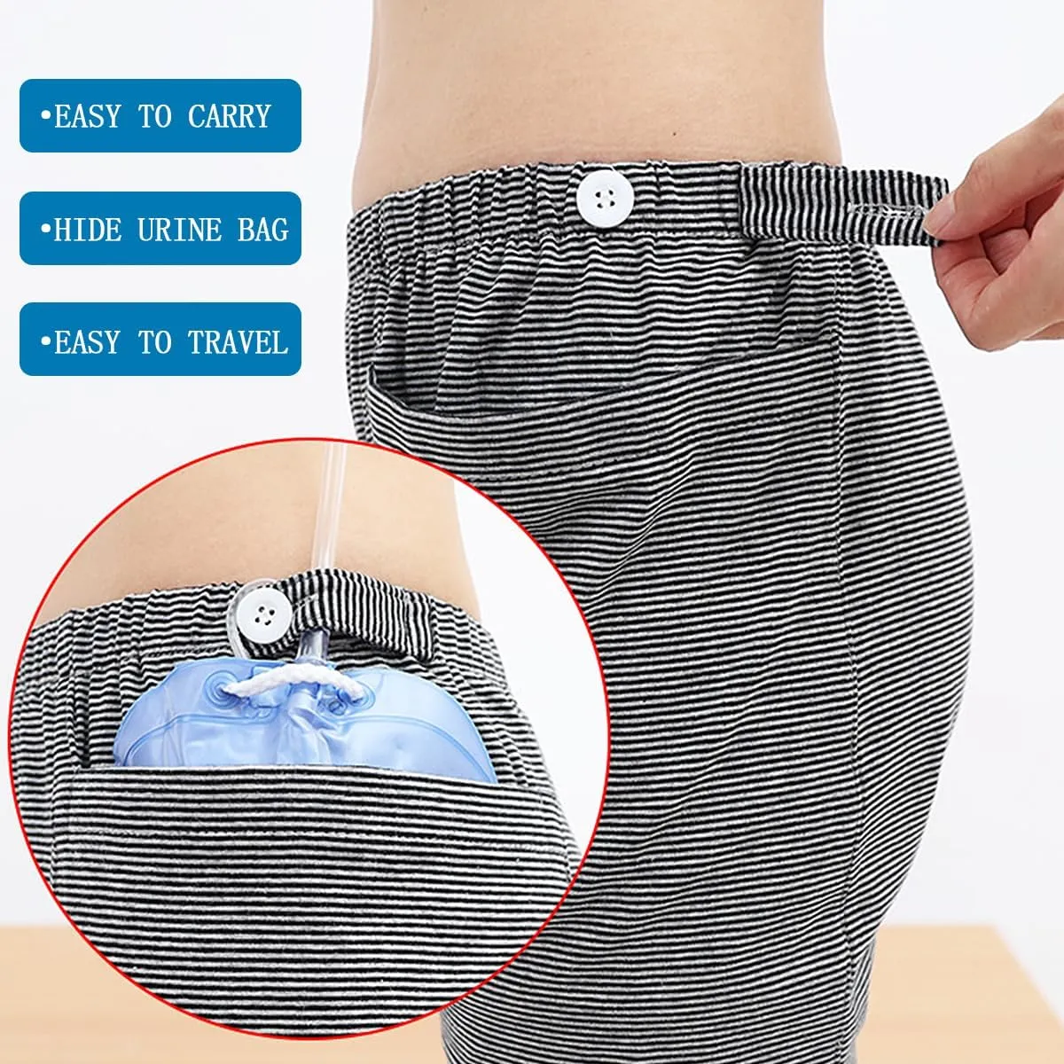 Incontinence Care Trousers,Urinary Drainage Pants Catheter Panties,Fistula Knickers,Ostomy Scanties,Urine Bag Breechcloth for Biliary Catheters,Suprapubic,Nephrostomy(Woman,M)