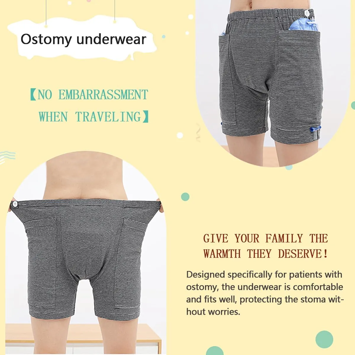 Incontinence Care Trousers,Urinary Drainage Pants Catheter Panties,Fistula Knickers,Ostomy Scanties,Urine Bag Breechcloth for Biliary Catheters,Suprapubic,Nephrostomy(Woman,M)