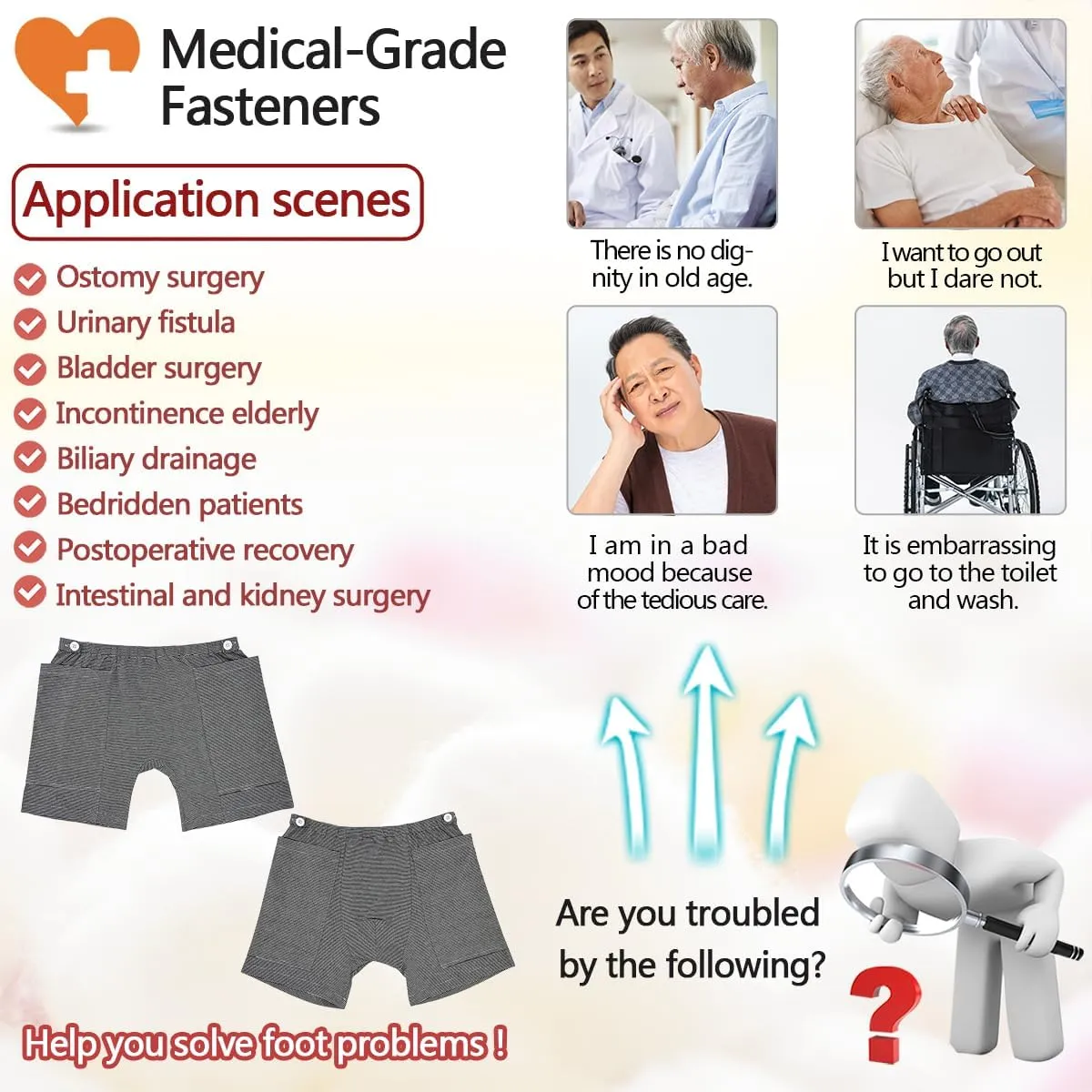 Incontinence Care Trousers,Urinary Drainage Pants Catheter Panties,Fistula Knickers,Ostomy Scanties,Urine Bag Breechcloth for Biliary Catheters,Suprapubic,Nephrostomy(Woman,M)