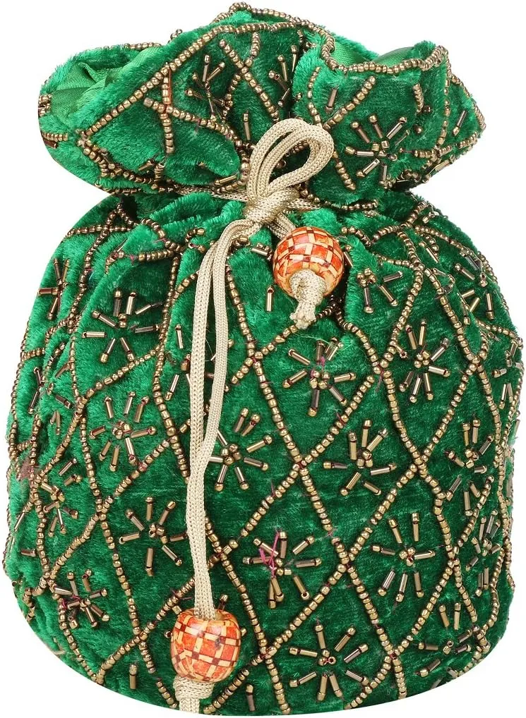 Indian Potli Bag for Wedding, Designer Bridal Clutch/Jewelry Pouch/Worship Potli Bag for Girls & Women