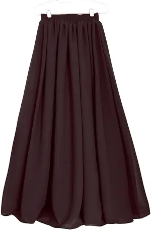 Indian Trendy Women's Chiffon Double Layer Retro Elastic Pleated Maxi Skirt Lady Dress Girl Pleated