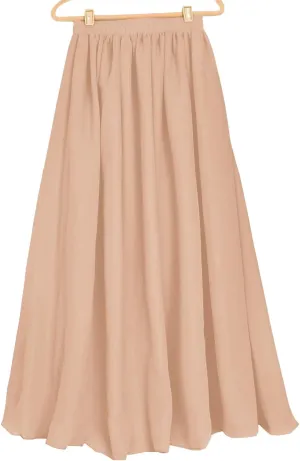 Indian Trendy Women's Chiffon Double Layer Retro Elastic Pleated Maxi Skirt Lady Dress Girl Pleated