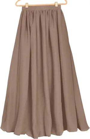 Indian Trendy Women's Chiffon Double Layer Retro Elastic Pleated Maxi Skirt Lady Dress Girl Pleated
