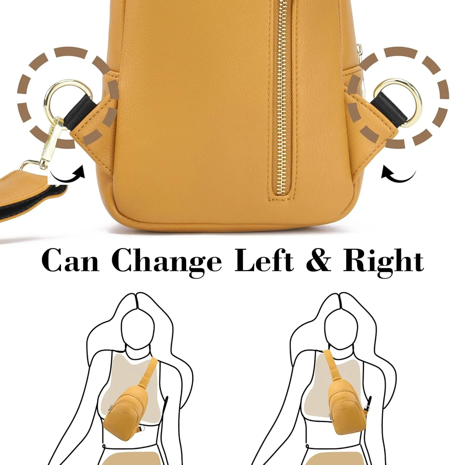 INICAT Crossbody Sling Bags Fanny Packs Leather Purses Chest Bag for Women
